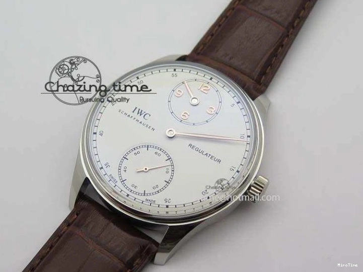 MIROTIME 0511 Sustainable Portuguese IW5444 SS White Dial RG Numbers On Brown Leather Strap A 7256